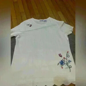 Vtg Blair Fairy Core T-shirt Women’s Medium Ruffle Hem Embroidered rhinestone